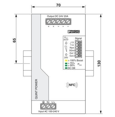 QUINT4-PS/1AC/24DC/20 stroomvoorzieningseenheid voor 24V gelijkstroomsystemen in industriële omgevingen