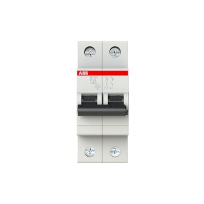 Hoge breekcapaciteit MCB SH202-C25 Miniatuurcircuitbreaker 2P C 25 A met C-curve