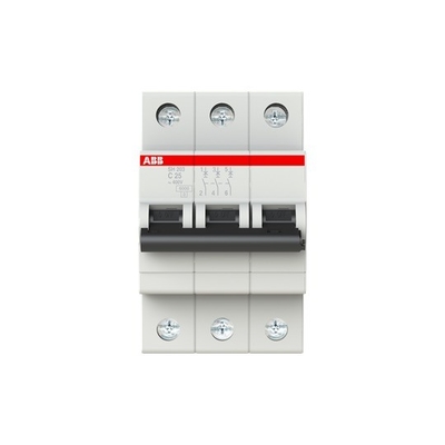 220V MCB SH203-C25 Miniatuurcircuitbreaker 3P C 25A Nominale spanning 220V BCD Curve C