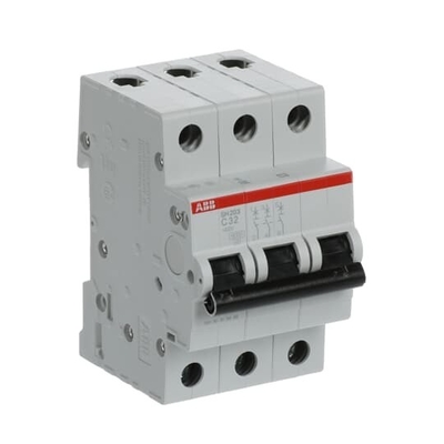 Breekcapaciteit 3P C 32 A MCB SH203-C32 Miniatuurcircuitbreaker Gemakkelijk onderhoud