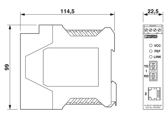 Duurzame 2902853 FL MC EF 1300 MM SC Phoenix Contact FO Converter voor glasvezelnetwerken