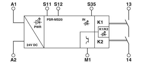 PSR-MS60-2NO-24DC-SC koppelrelais voor de beveiliging van fabrieken en installaties