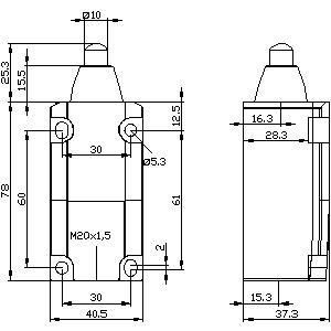 Highgrade Steel Rounded Plunger Position Switch 3SE51120BC02 voor industriële apparatuur