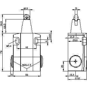 Industriële metaalpositie-schakelaar 3SE51220CD02 met breedroller-plunger voor automatisering