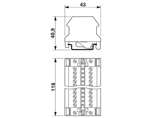 CT-TERMIBLOCK 10 DA Phoenix contactschroefterminal met geleider maat 24... 12AWG