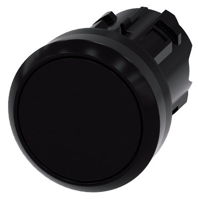 Zwarte platte knop van kunststof 3SU1000-0AB10-0AA0 SIRIUS ACT-knop zonder licht