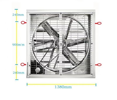 Op maat gemaakte 1400 RPM motor hangende uitlaatventilator OEM met gegalvaniseerd plaatframe