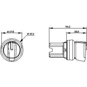 3SU1002-2BM60-0AA0 SIRIUS ACT Selector Schakelaar 3 Posities Wit voor machinebesturing
