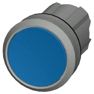 Metalen glanzende platte knop blauw 3SU1050-0AB50-0AA0 SIRIUS ACT knop