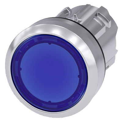 PLC 3SU1051-0AB50-0AA0 Metalen glanzend verlicht plat knop Blauw SIRIUS ACT knop