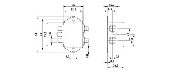 1334398 FIL-WM-1S-1N-10A-250V AC 50/60 Hz EMC-filter voor elektrische geluidsonderdrukking