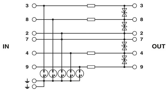 5V gelijkstroom 2749398 MT-RS485-TTL-overspanningsbeschermer met 3 polen