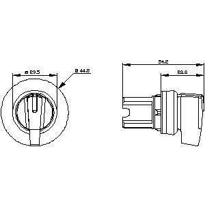 3SU1052-2CM60-0AA0 Metalen glanzend lang handvat 3 posities Witte SIRIUS ACT Selector Switch