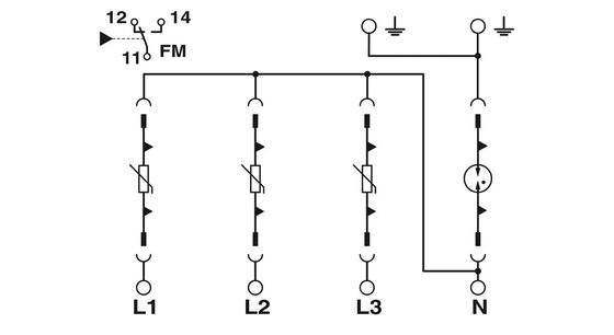 Bescherming 2800183 VAL-MS-T1/T2 335/12.5/3 1-FM Klasse 1/2 Bliksem/overspanning