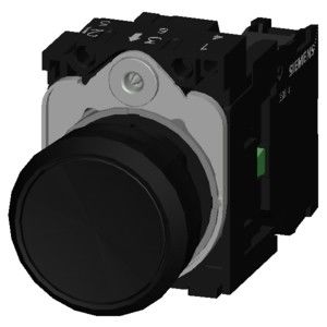 Zwarte platte knop van kunststof 3SU1100-0AB10-1BA0 Momentane schroefterminalknop