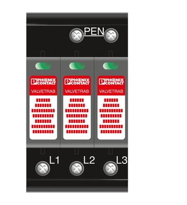 4 pool 2800189 VAL-MS-T1/T2 335/12.5/3 0 Klasse 1/2 Bliksem/overspanning beschermer voor 380V