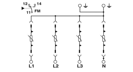 2800644 VAL-MS-T1/T2 335/12.5/4 0-FM Klasse 1/2 Bliksem/overspanning beschermer met 2 polen