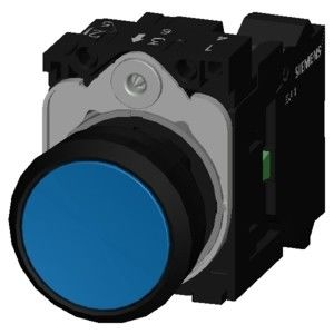 Blauwe platte knop van kunststof 3SU1100-0AB50-3BA0 Momentane voorjaarsbeladen SIRIUS ACT-knop