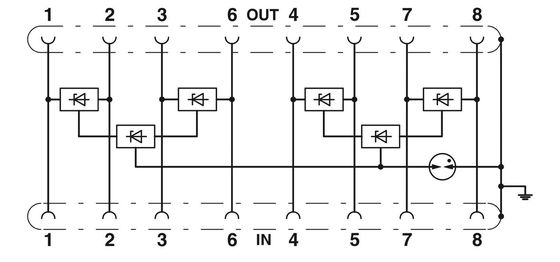 Duurzame bescherming 2800723 D-LAN-CAT.5-FP Overspanningsbeschermer 4-pool 24V gelijkspanning