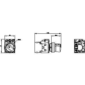 Plastic short handle selector switch voor SIRIUS ACT Complete Unit 3SU1100-2BF60-1BA0
