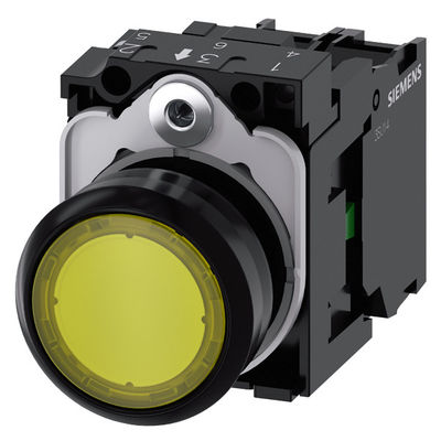 Volledige eenheid Pushbutton SIRIUS ACT Momentary Geel Plastic Verlicht Flat Button