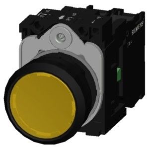 Volledige eenheid Pushbutton SIRIUS ACT Momentary Geel Plastic Verlicht Flat Button