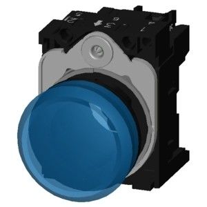 Blauw verlichte gladde lens, plastic pilotlamp voor SIRIUS ACT 3SU1102-6AA50-1AA0