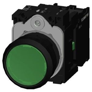 PLC 3SU1106-0AB40-1BA0 SIRIUS ACT Volledige eenheid Pushbutton Plastic Lighted Flat Momentary