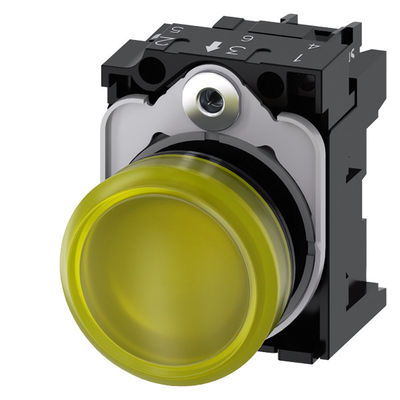 230V AC Plastic Yellow SIRIUS ACT Pilot Light Flush met gladde lens 3SU1106-6AA30-1AA0