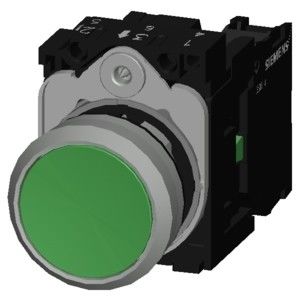 3SU1150-0AB40-1BA0 SIRIUS ACT Pushbutton Groen metalen glanzend platte knop voor momentane