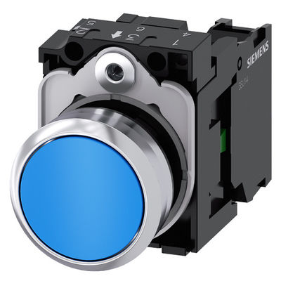 Onverlicht metaal glanzend plat knop 3SU1150-0AB50-1BA0 Momentane knop Complete eenheid