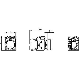 Onverlicht metaal glanzend plat knop 3SU1150-0AB50-1BA0 Momentane knop Complete eenheid