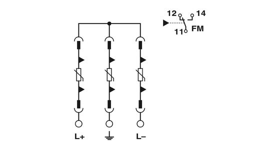 2801161 VAL-MS-T1/T2 1000DC-PV/2 V-FM Klasse 1/2 Bliksem-/overspanningsbeschermer voor 3 polen