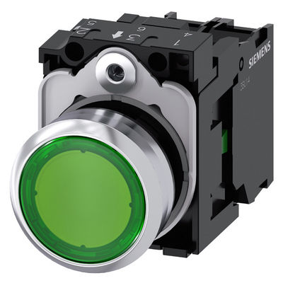 3SU1152-0AB40-1BA0 Groen metaal glanzend verlicht plat knop momentane SIRIUS ACT knop