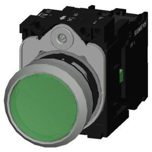 3SU1152-0AB40-1BA0 Groen metaal glanzend verlicht plat knop momentane SIRIUS ACT knop