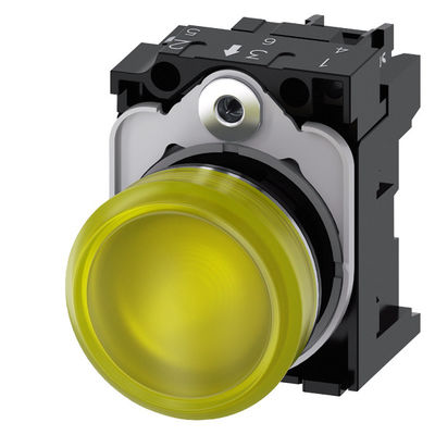 230 V wisselstroom metalen glanzend geel gladde lens spoelen SIRIUS ACT Complete Unit Pilot Light
