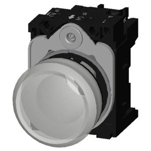 Witte SIRIUS ACT Complete Unit Pilot Light 230V AC Metalen glanzend met gladde lens