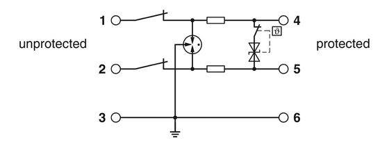 Nummer van pool 2 TTC-6-1X2-M-24DC-UT-I-overspanningsbeschermer voor 24 V gelijkstroom