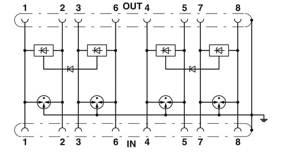 2881007 DT-LAN-CAT.6 Overspanningsbeschermer met nominale spanning en aantal polen 1