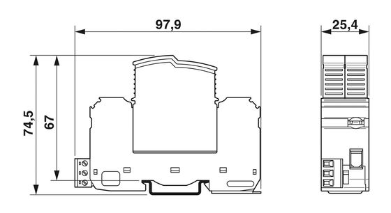 VAL-SEC-T2-2C-350-FM Type 2 Overspanningsbeschermer 5V AC... 250V AC 125V DC 200mA DC 3 pool