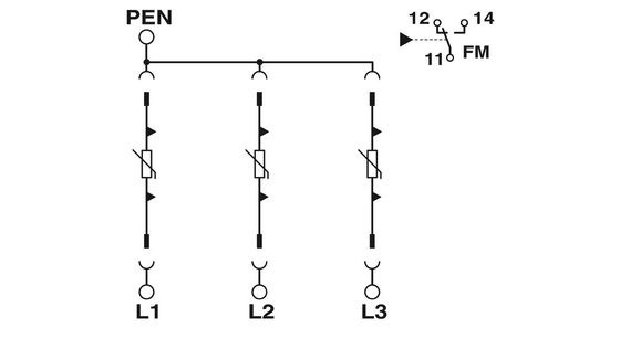 2905339 VAL-SEC-T2-3C-350-FM Phoenix Contact Type 2 Overspanningsbeschermer met 5V-250V wisselstroom