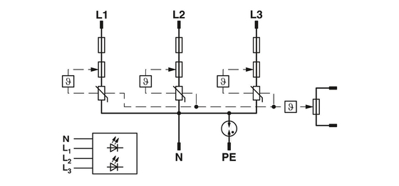 Phoenix-contacttype 1 Overschrijdingsbeschermer Plug Nominale spanning 350/25V Aantal pool 4