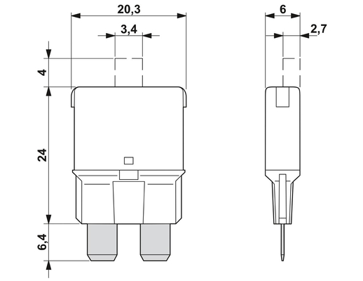 DC 40V thermisch-magnetisch apparaat schakelborden met een nominale spanning van 32V door Phoenix Contact