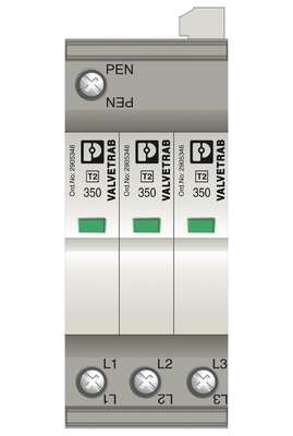 Nominale spanning 2905339 VAL-SEC-T2-3C-350-FM Phoenix Contact Type 2 Overspanningsbeschermer