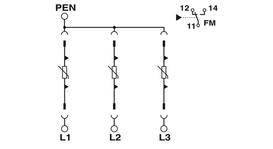 Nominale spanning 2905339 VAL-SEC-T2-3C-350-FM Phoenix Contact Type 2 Overspanningsbeschermer
