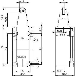 Metalen positieschakelaar 3SE5112-0CD02 met rolpomp van Siemens