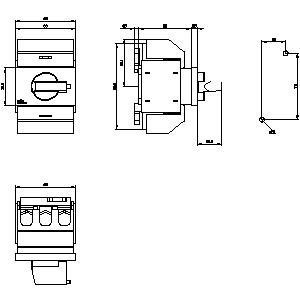 Siemens 3KD0232-2KG20-3 Schacht ontkoppelingsschakelaar met voorste werking 3 pool Ti-grijs