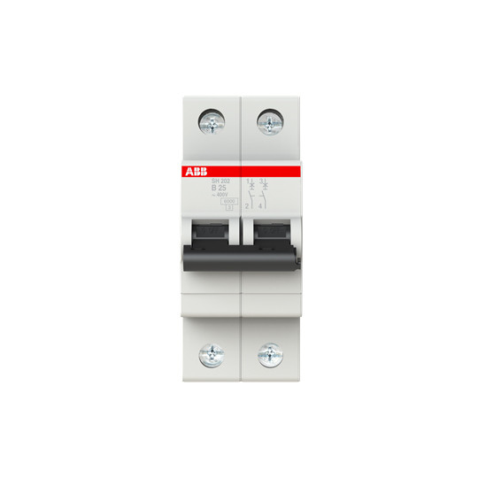 2P MCB SH202-B25 Miniatuurcircuitbreaker Nummer van pool 2 Nominale stroom 25A