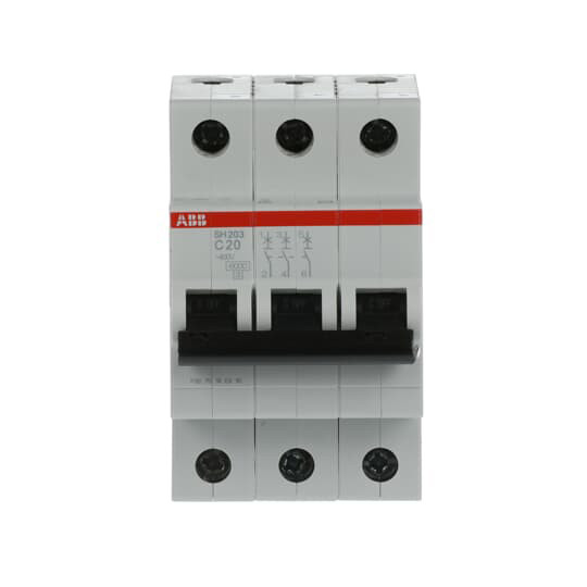 MCB SH203-C20 Miniatuurcircuitbreaker 3P Nominale stroom 20A Nominale frequentie 50 Hz
