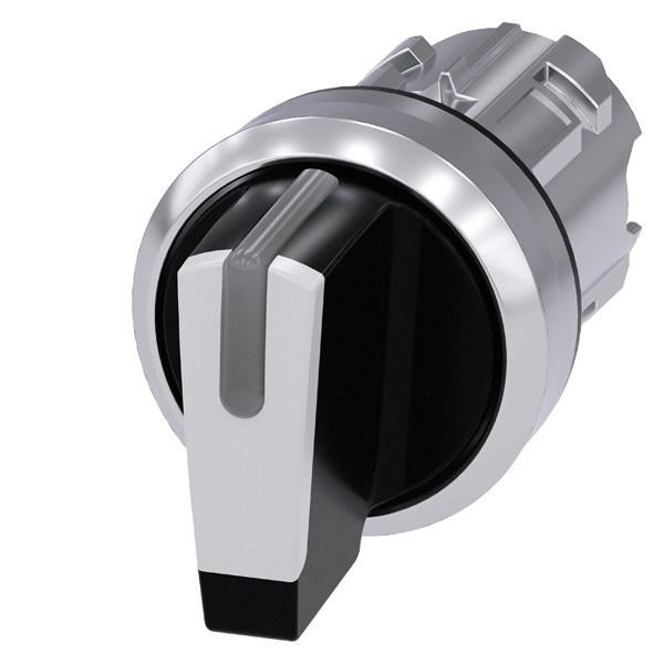 Metalen glanzend kort handvat 3 posities witte selector schakelaar 3SU1052-2BL60-0AA0 SIRIUS ACT